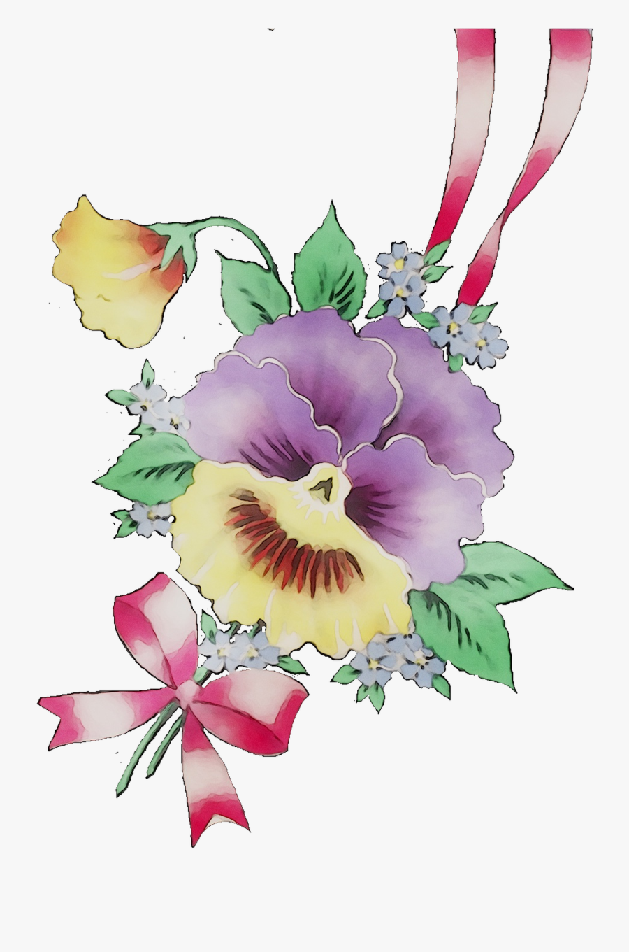 Cut Bouquet Pansy Flower Design Floral Flowers Clipart - Hollyhocks, Transparent Clipart