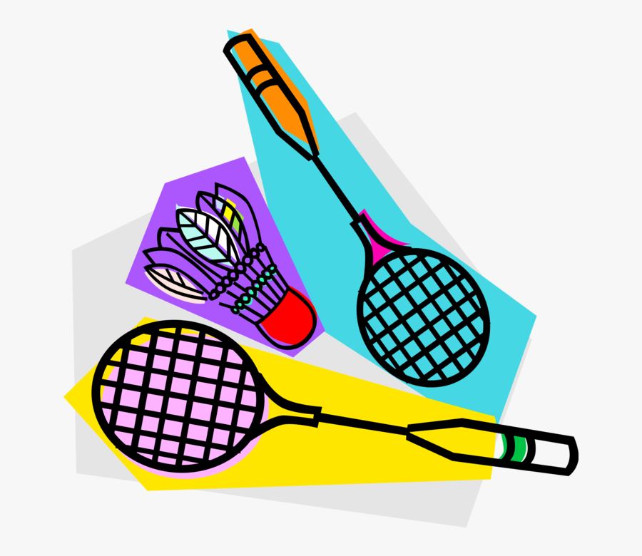 Vector Illustration Of Sport Of Badminton Rackets And - Badminton Clipart, Transparent Clipart