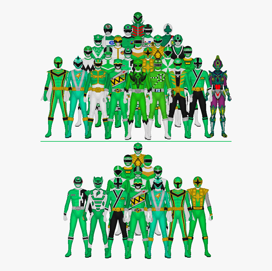 This Is A Group Shot Of Every Red Warrior From The - Power Rangers All Green, Transparent Clipart