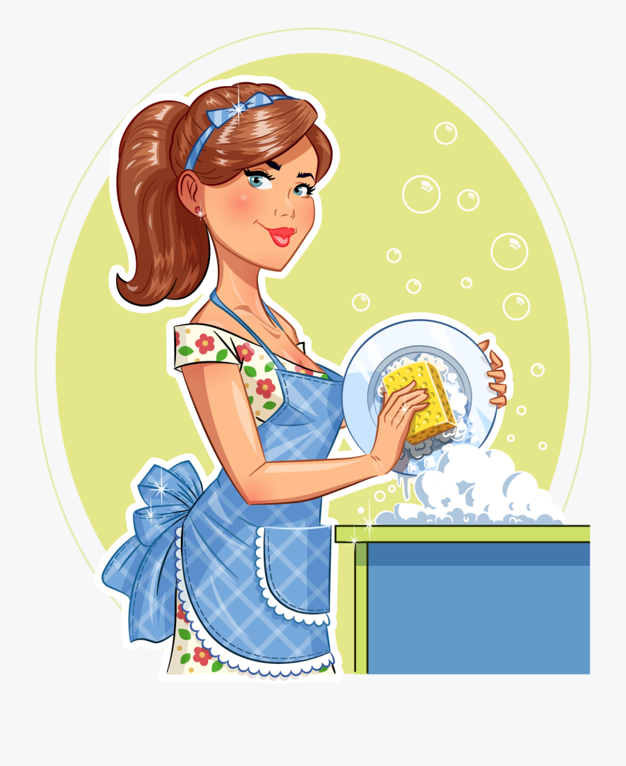 Domestic And Commercial Cleaning - Maid Washing Dishes Clipart, Transparent Clipart