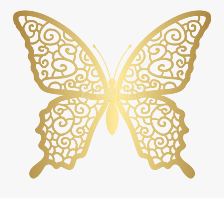 Butterfly Clipart Gold - Transparent Transparent Background Gold Butterfly Png, Transparent Clipart