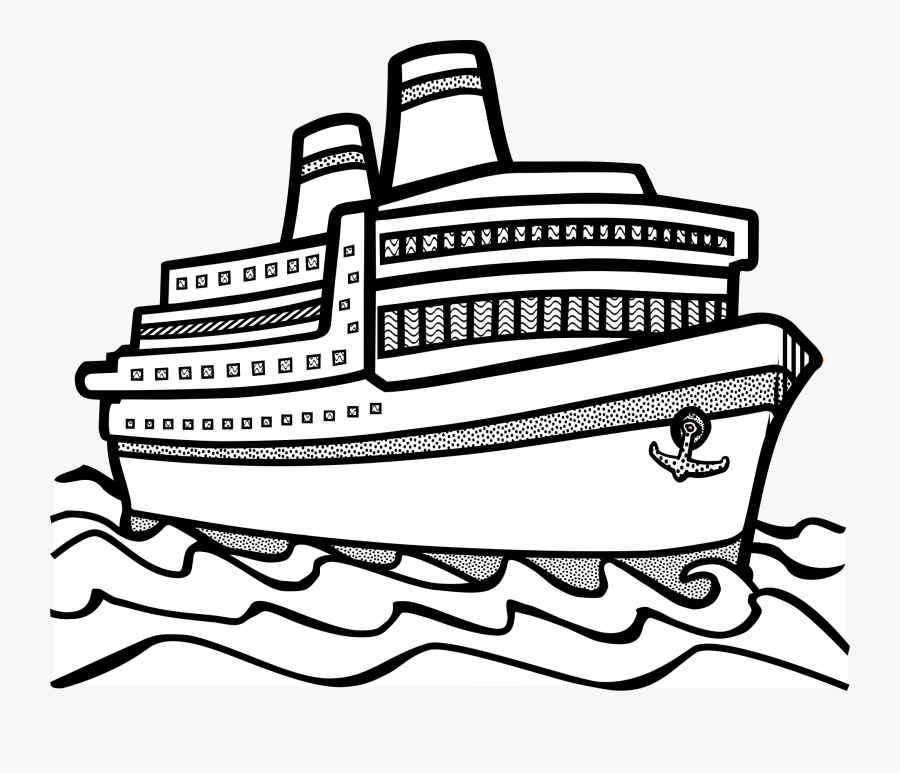 Clip Art Cruise Boat Clipart - Ship Clipart Black And White, Transparent Clipart