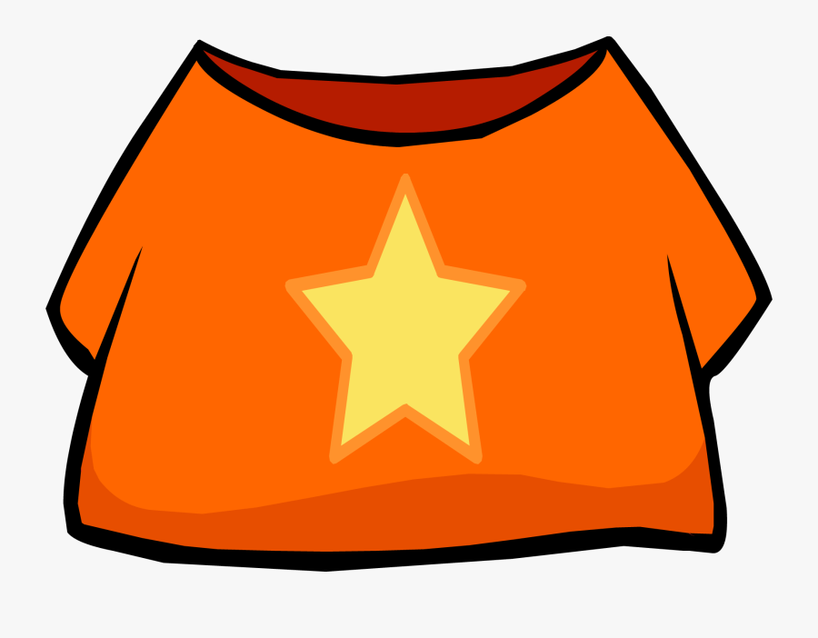 Penguin Clipart Star - Club Penguin Orange Shirt, Transparent Clipart