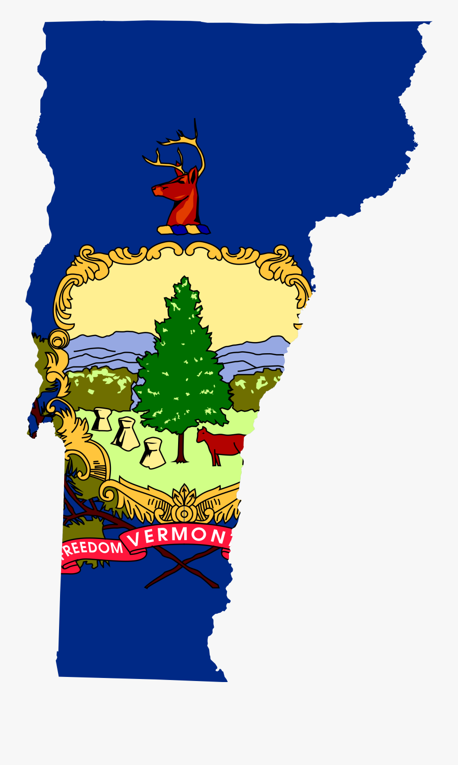 Flag Map Of Vermont Flag Map Openclipart - Vermont Flag And Map, Transparent Clipart