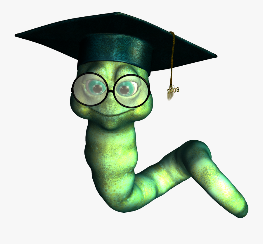 Transparent Graduate Clipart - Book Worm No Background, Transparent Clipart