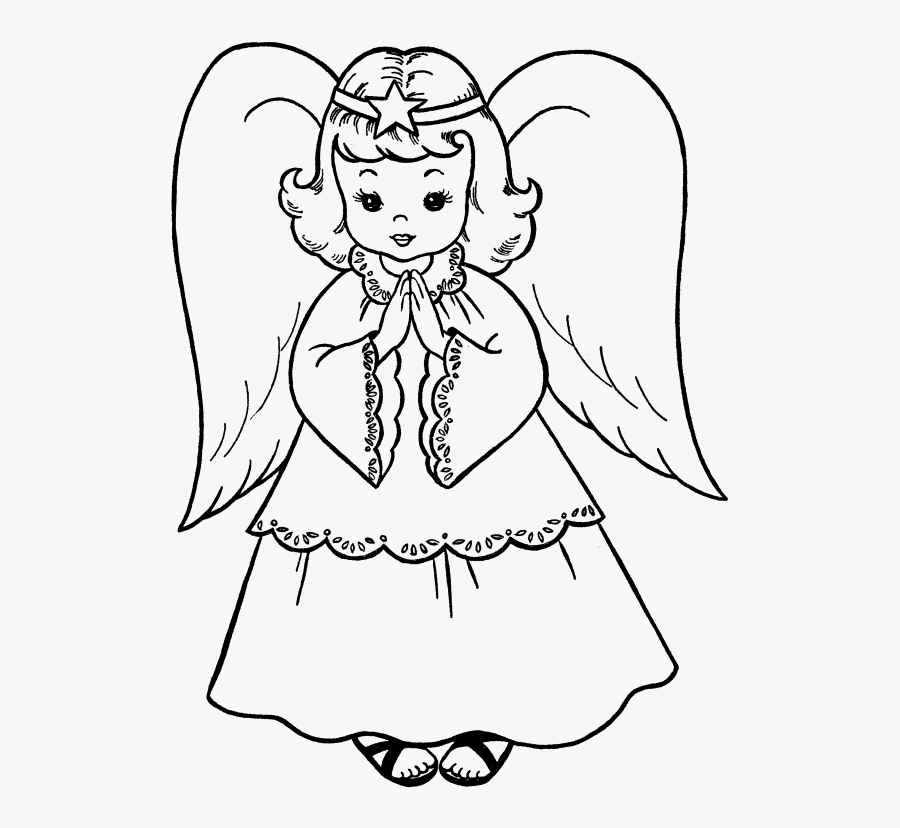 Christmas Angel Clipart Black And White - Angel Drawing For Kids, Transparent Clipart