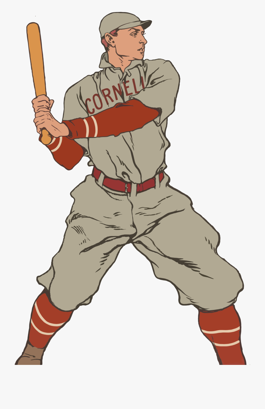 Clipart - Old Baseball Player Clipart, Transparent Clipart