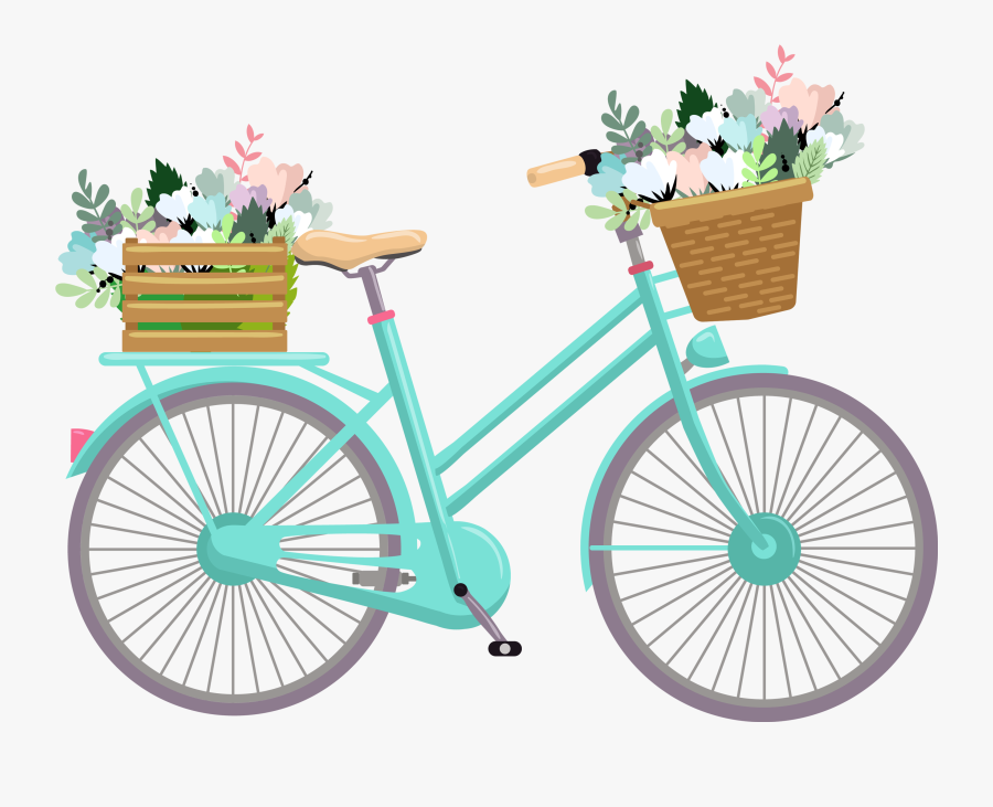 Free Romantic Bicycle Clip Art Set 2 Free Pretty Things - Bicycle Basket Clip Art, Transparent Clipart