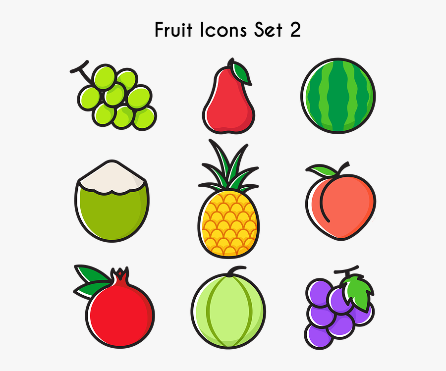 Hd Fruits Icons Fruits Grape Rose Apple Watermelon - Pacman Fruit Clipart, Transparent Clipart