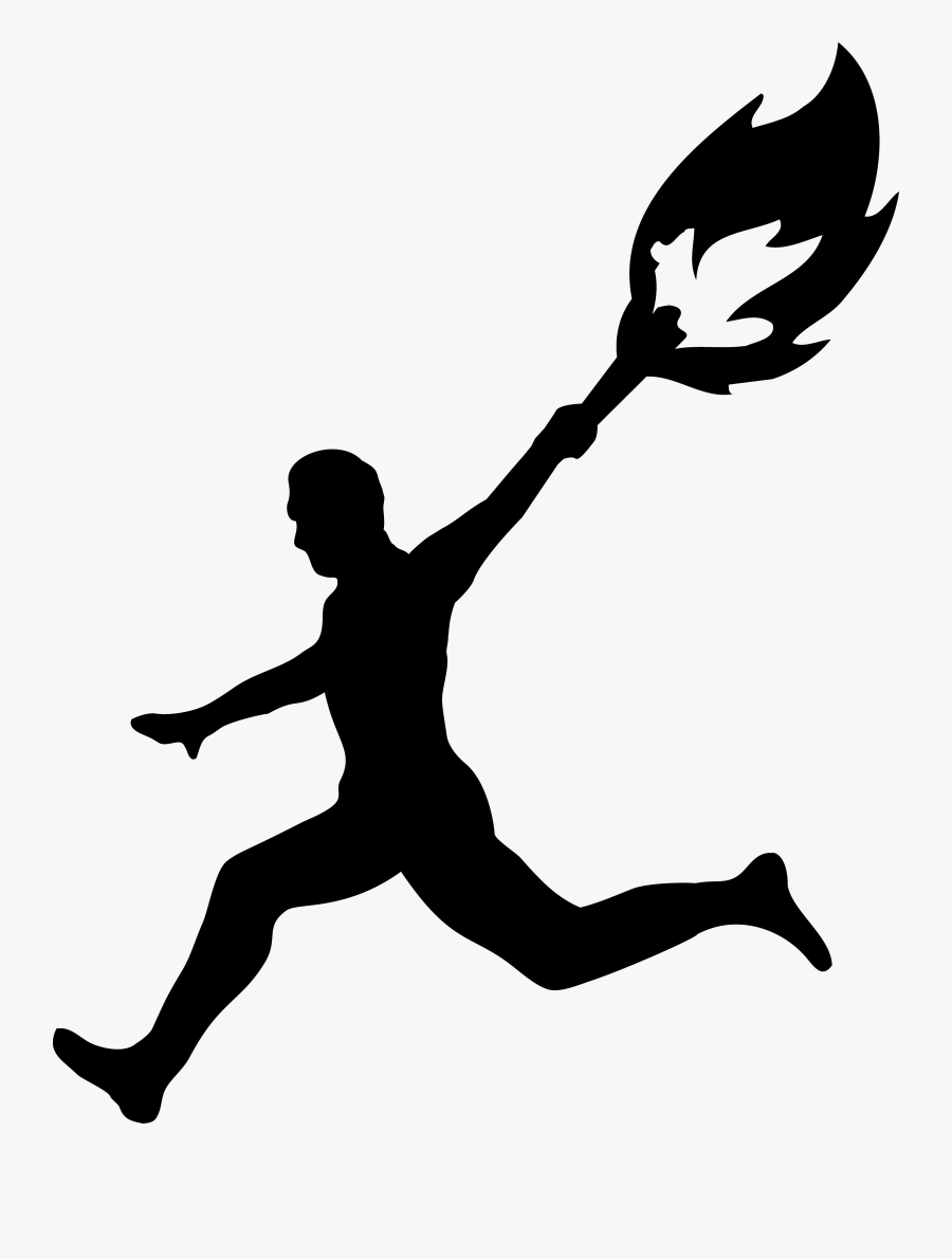 Cartoon Person Running Clip Art Library - Man Running With Olympic Torch, Transparent Clipart