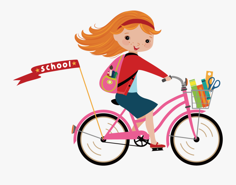 Cycling Clip Art Little - Girl Riding A Bike Clipart, Transparent Clipart