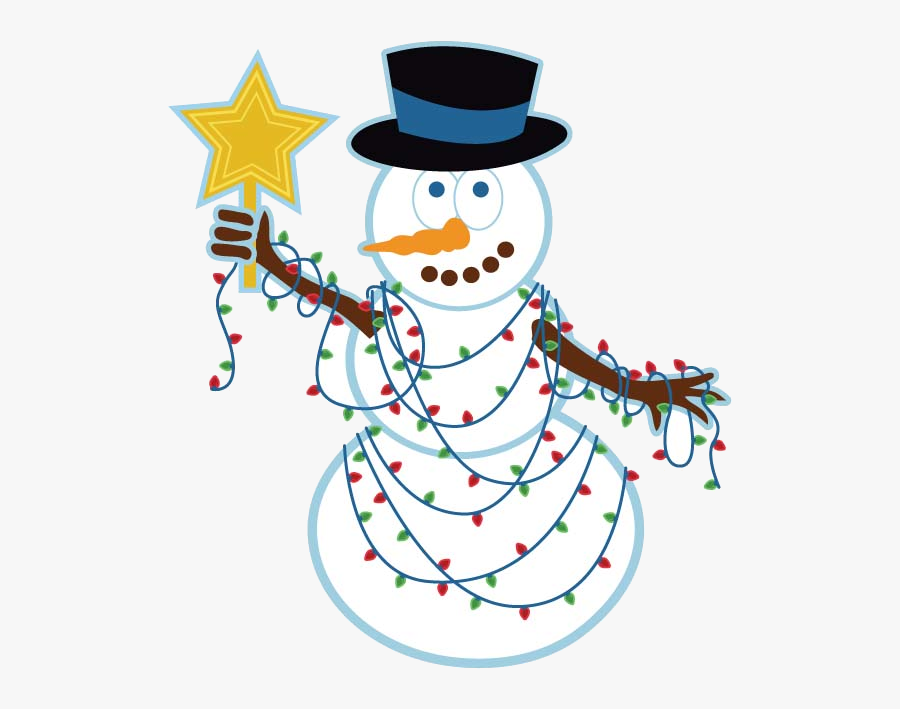 Christmas Lights Clipart X Transparent Png - Snowman With Christmas Lights Clip Art, Transparent Clipart