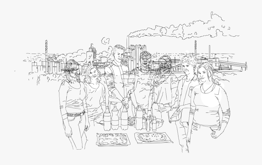 Youth And Factory - Sketch, Transparent Clipart