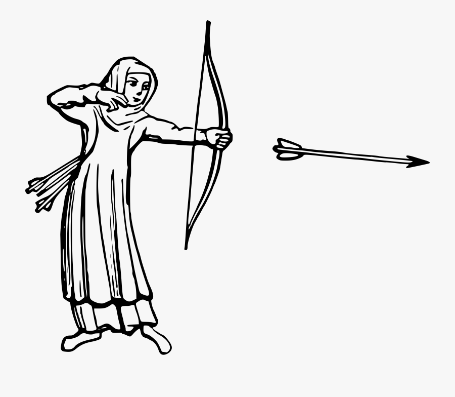 Clipart - Shooting Bow And Arrow Drawing, Transparent Clipart