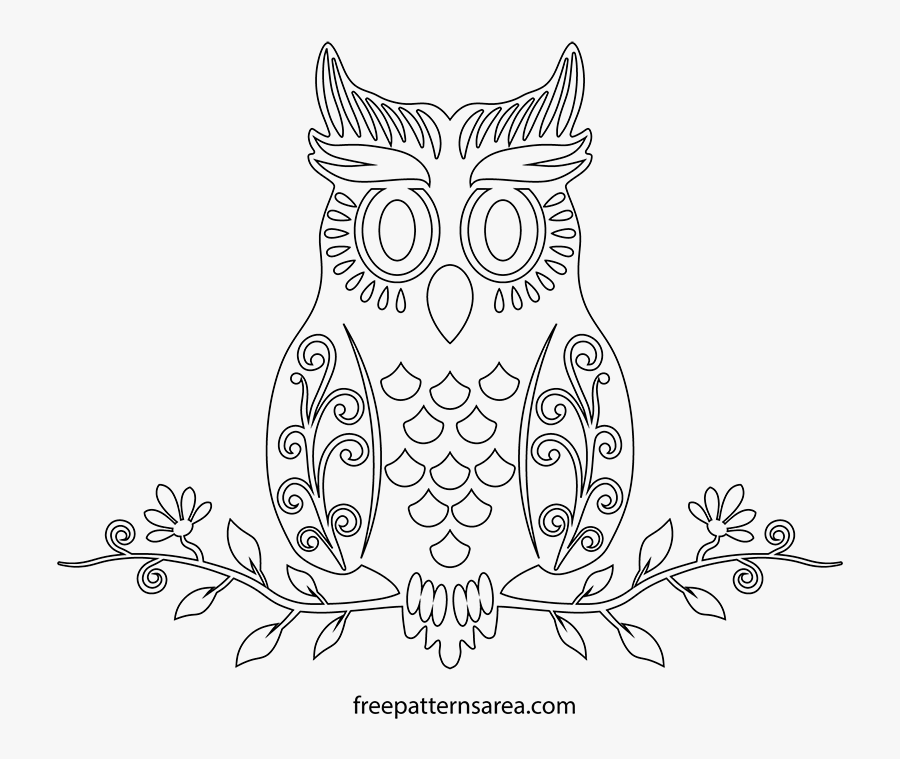 Transparent Owl Clipart Black And White - Owl Drawing Template, Transparent Clipart