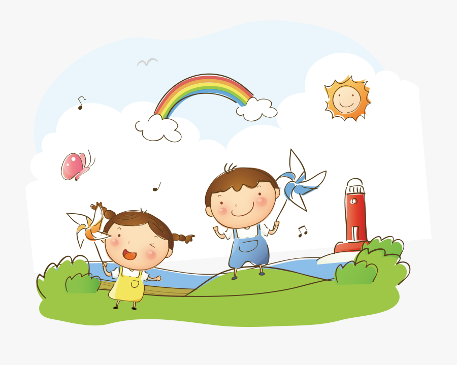 Paper Cartoon Illustration Child Free Png Hq Clipart - Дети Лето Вектор, Transparent Clipart