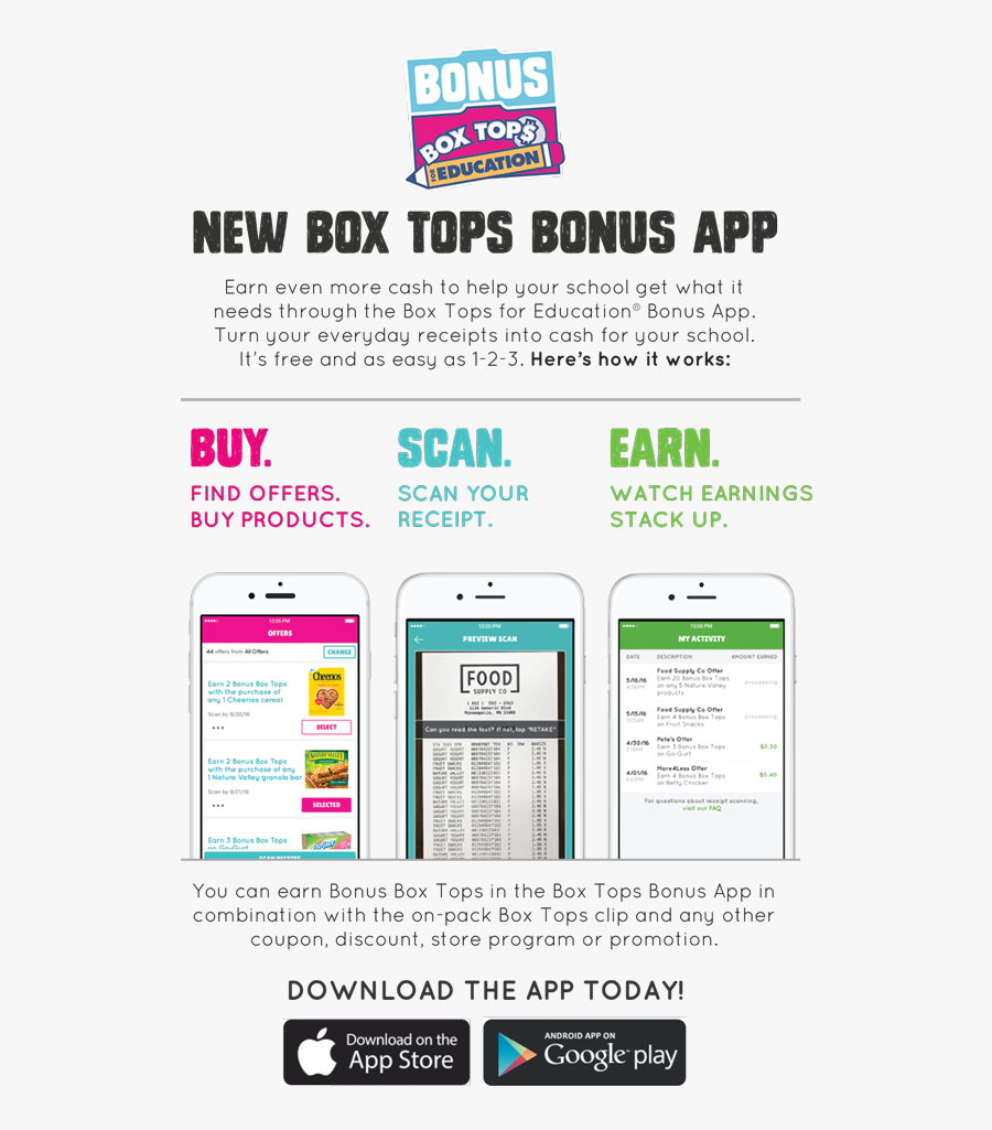 Bonus Box Tops - Box Tops For Education App Flyer, Transparent Clipart