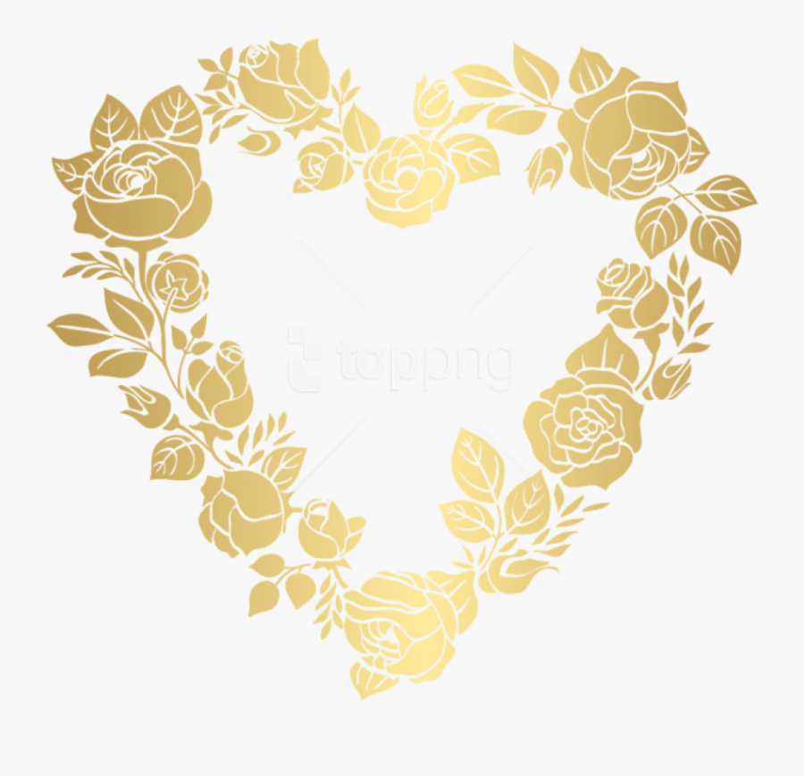 Golden Border Designs Png - Gold Heart Frame Png, Transparent Clipart