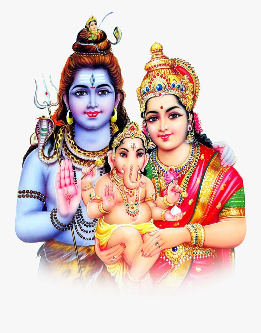 Lord Shiva Parvathi With Gane - Ganesh Chaturthi Shiva Parvathi, Transparent Clipart