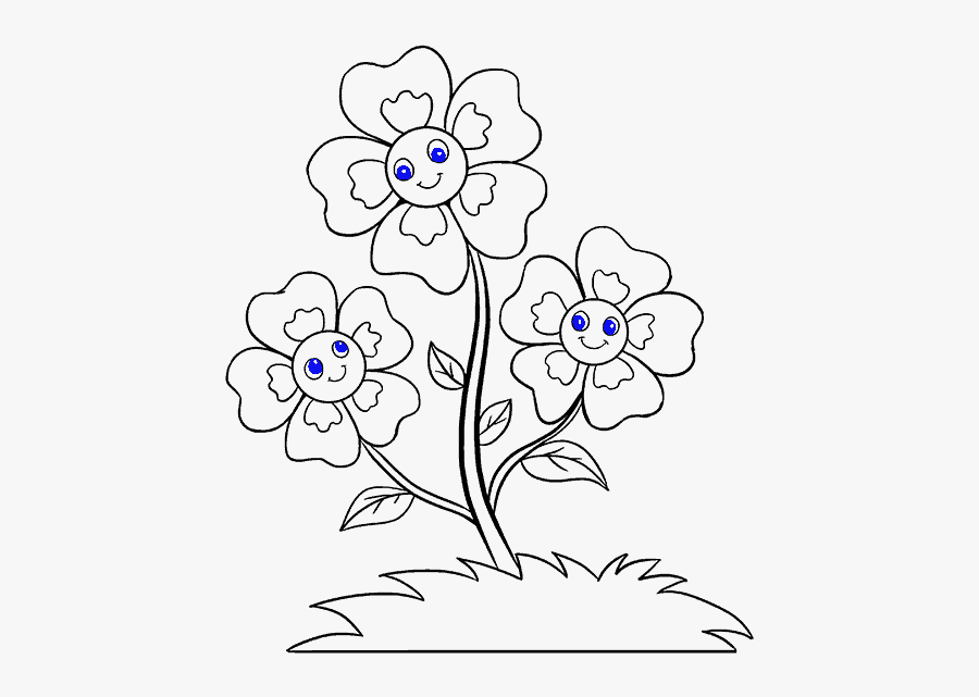 How To Draw Cartoon Flowers Easy Step By Step Drawing - Drawing Flower In Easy Method, Transparent Clipart