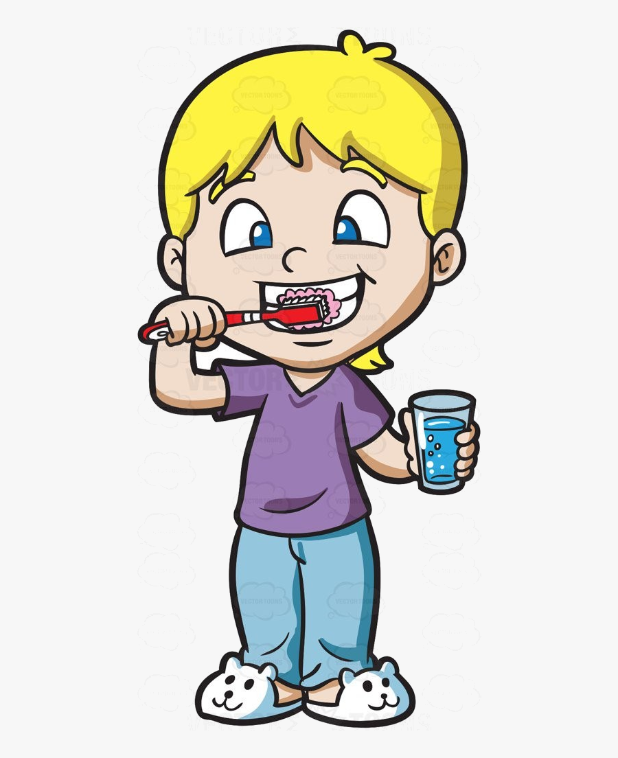 Brush Teeth Kids Brushing Their Collection With Clipart - Boy Brushing His Teeth, Transparent Clipart