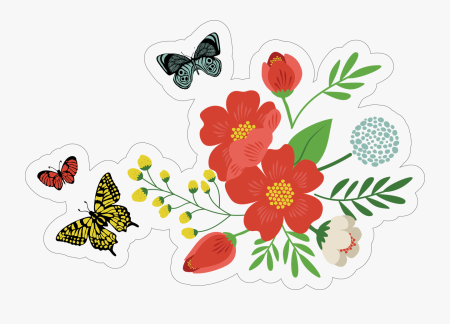 Flowers And Butterflies Print & Cut File - Butterfly Clipart Cut Out, Transparent Clipart