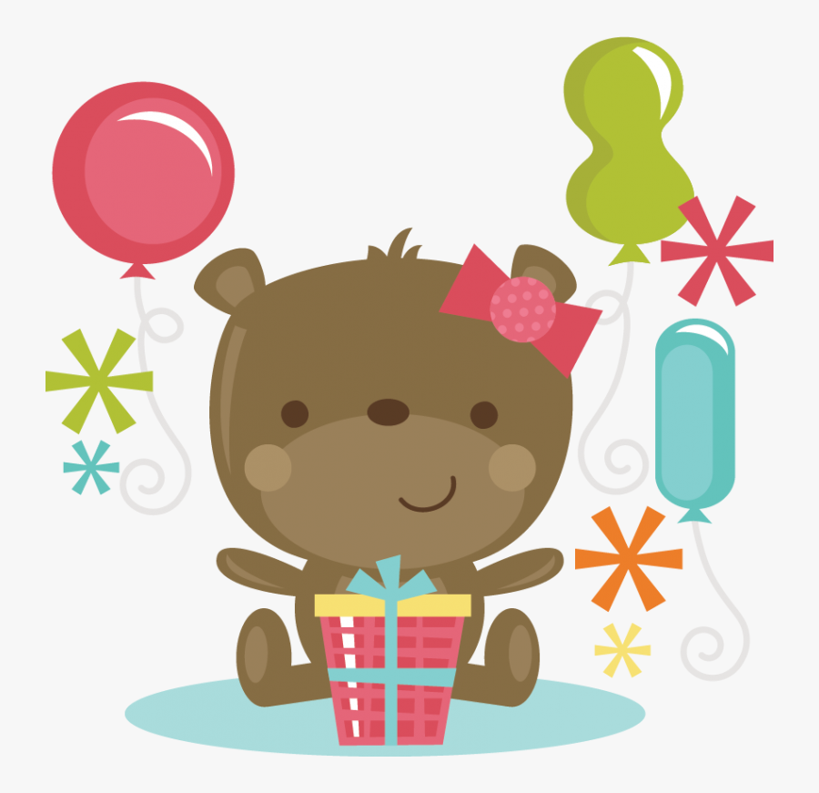 Birthday Bear Girl Svg Cut Files For Scrapbooking Birthday - Happy Birthday Icon Png, Transparent Clipart
