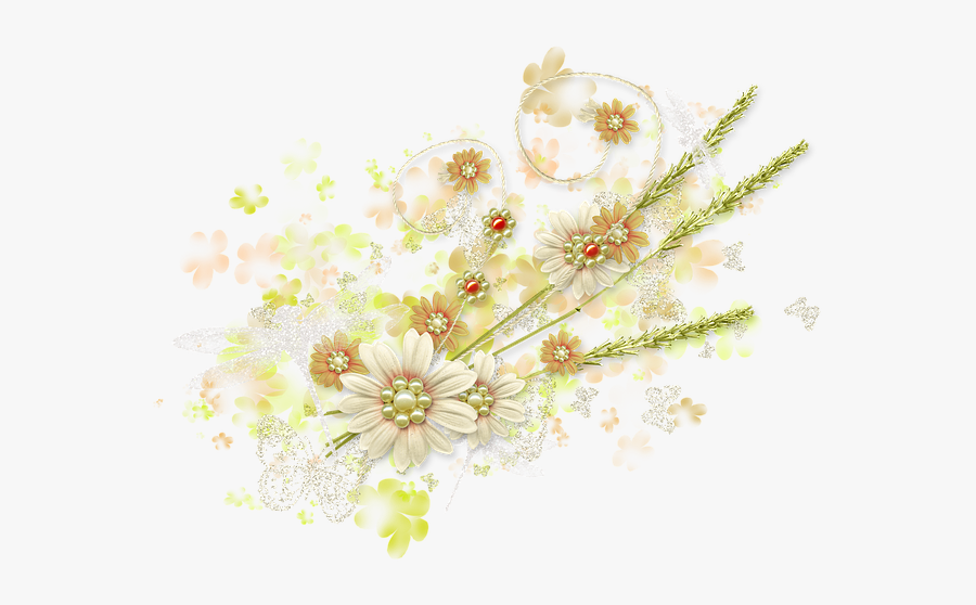 Spring, Summer, Flowers, Greens, Butterfly, Nature - Translucent Floral Background Transparent, Transparent Clipart