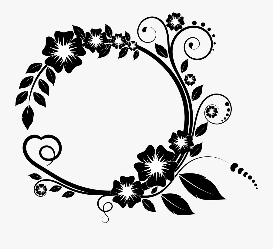 Flower Frame For Mother - Black And White Circle Border Design, Transparent Clipart