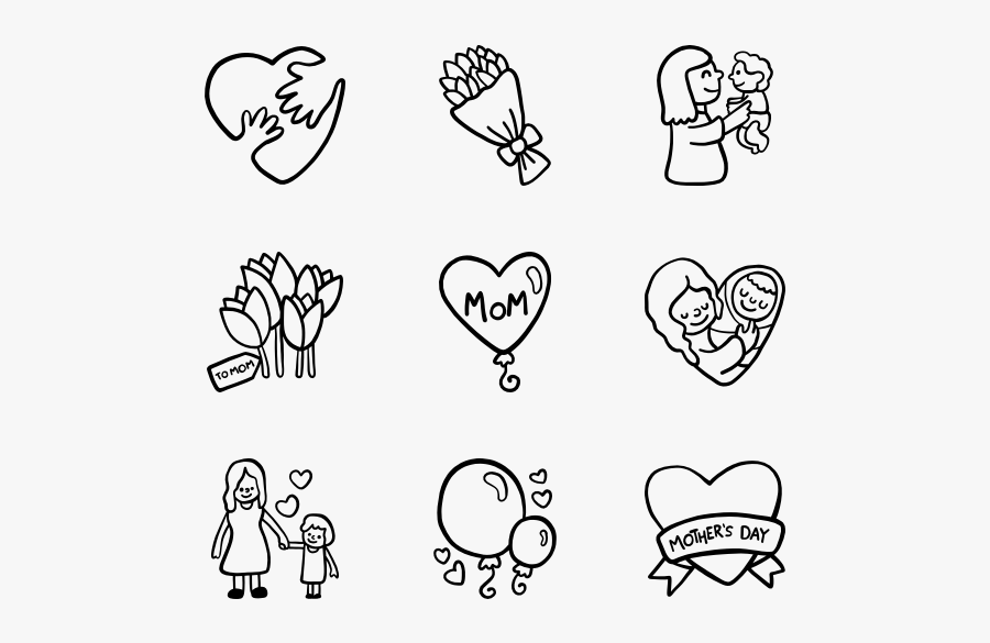 Mother"s Day - Mothers Day Icon Transparent Black And White, Transparent Clipart