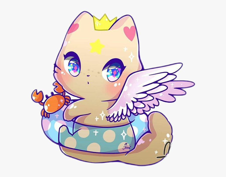 Transparent Summertime Clipart - Kawaii Angel Cat, Transparent Clipart