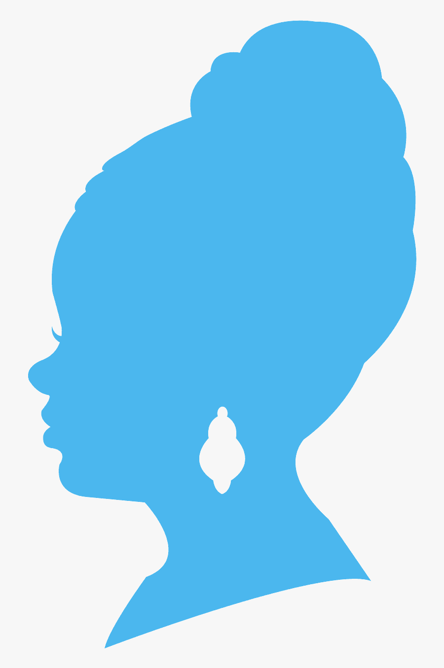 African American Women's Face Silhouette, Transparent Clipart