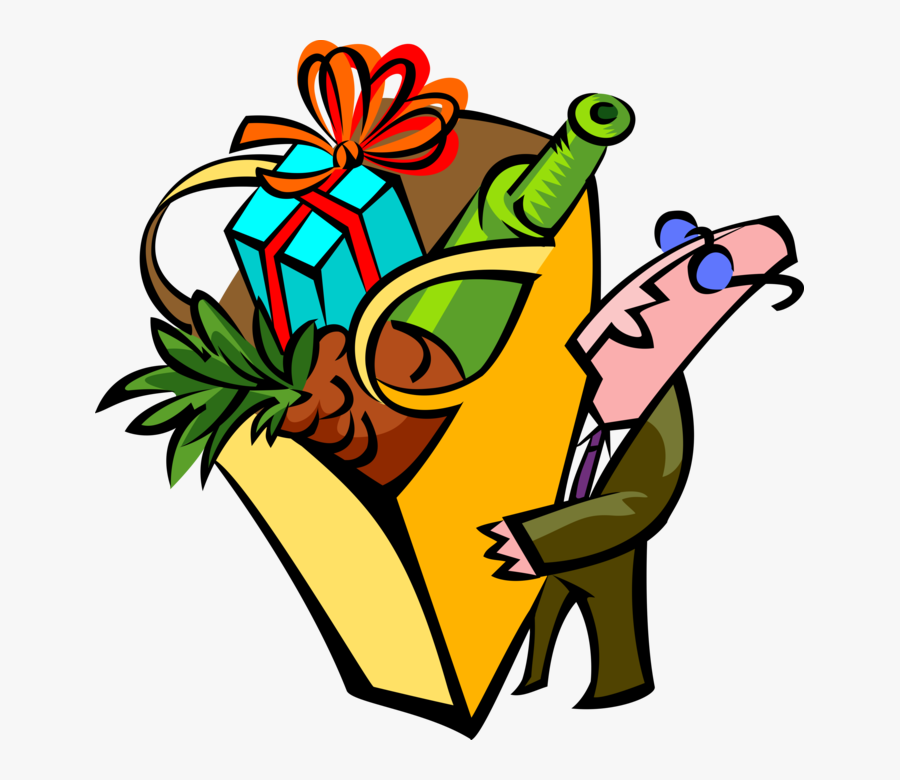 Vector Illustration Of Businessman With Groceries In, Transparent Clipart