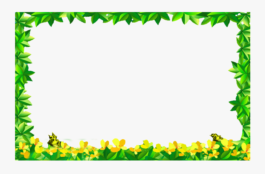 Flowers Green Leaves Border Png Download - Green Leaf Border Png, Transparent Clipart