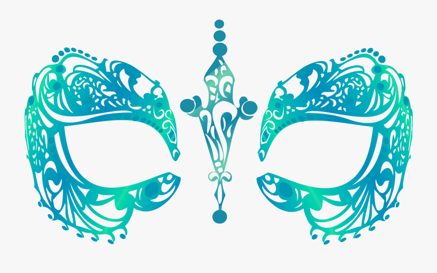 Teal Masquerade Mask Temporary Tattoo - Mask, Transparent Clipart