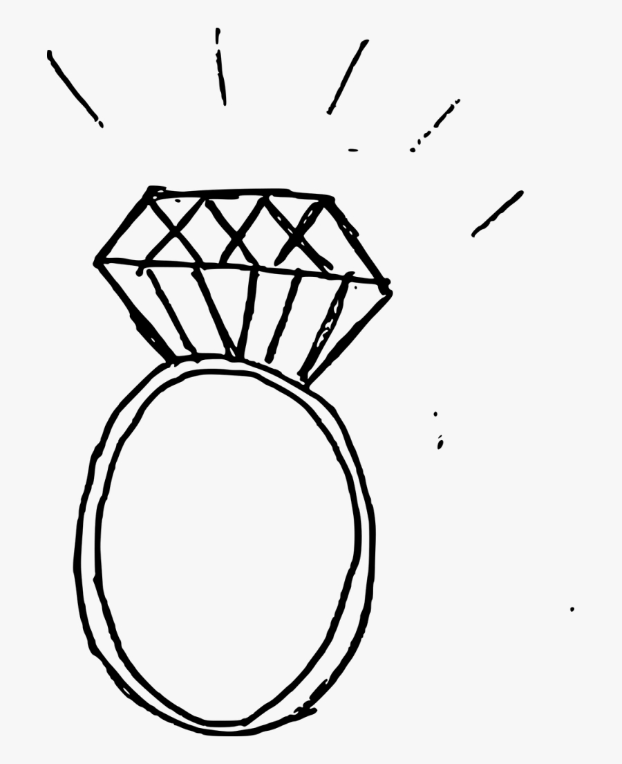 Diamond Ring Drawing Png Clipart , Png Download - Engagement Ring Drawing Png, Transparent Clipart