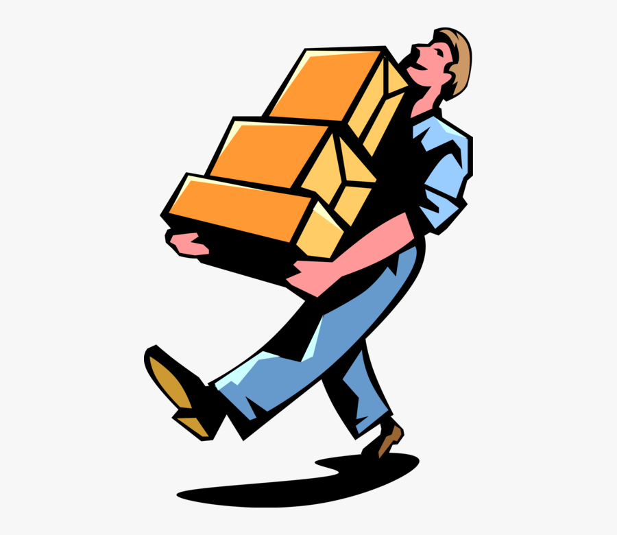 Delivers Mail Packages Vector - Man Carrying Boxes Clipart, Transparent Clipart