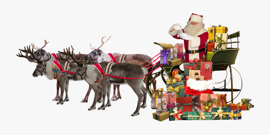 Clip Art Santa Claus Deer - Santa Claus Sleigh Transparent, Transparent Clipart