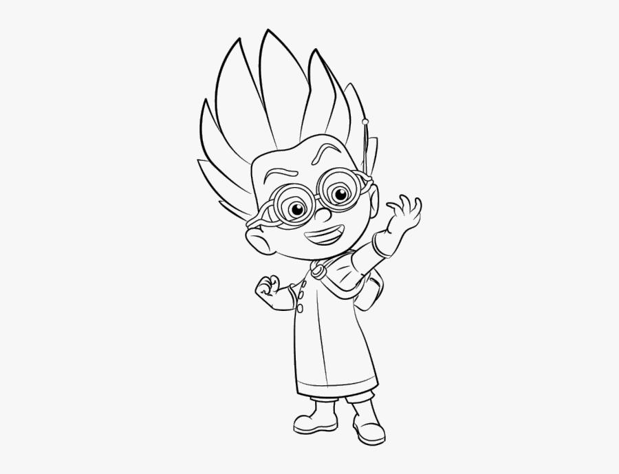 Clip Art Lagartixo Desenho - Romeo From Pj Masks Coloring Page, Transparent Clipart