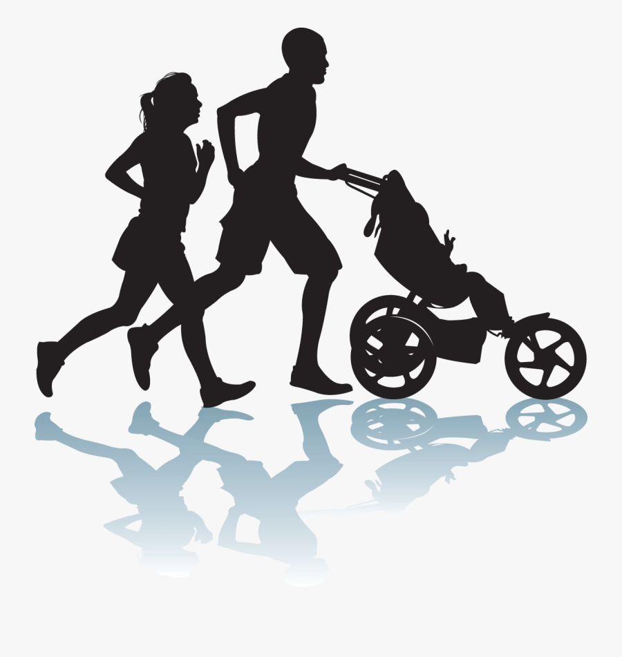 Black And White Clip Art Jogging Stroller, Transparent Clipart
