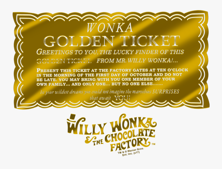 Ticket Clipart Wonka - Willy Wonka & The Chocolate Factory, Transparent Clipart