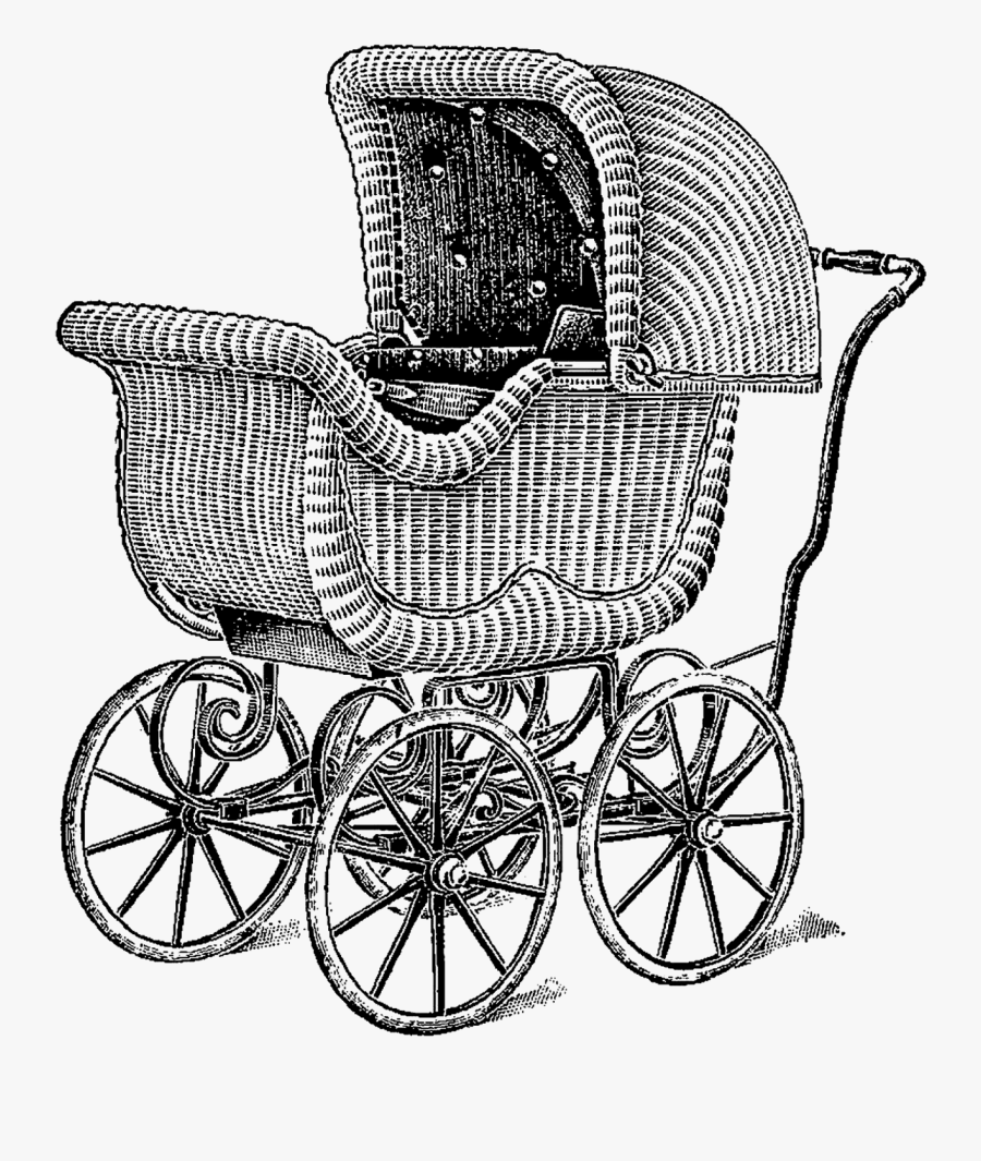 Vintage Baby Carriages Clip Art - Baby Transport, Transparent Clipart