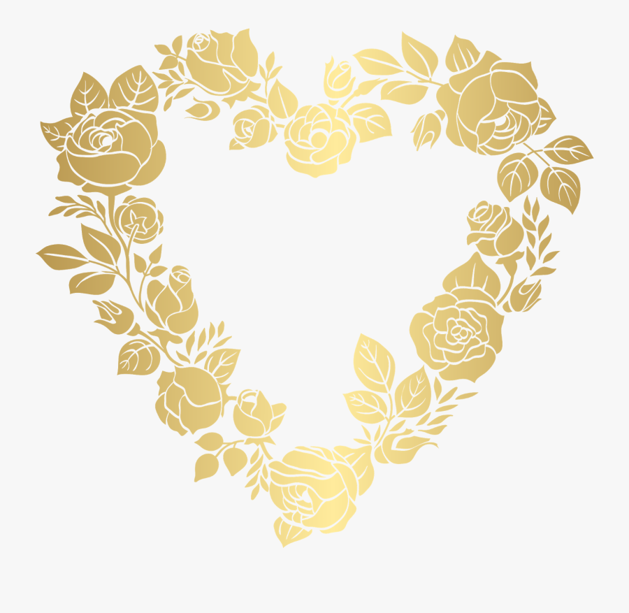 Transparent Gold Design Clipart - Heart Shape Border Design, Transparent Clipart