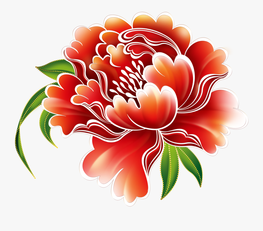 Clip Art Moutan Peony - Chinese Flower Pattern Png, Transparent Clipart