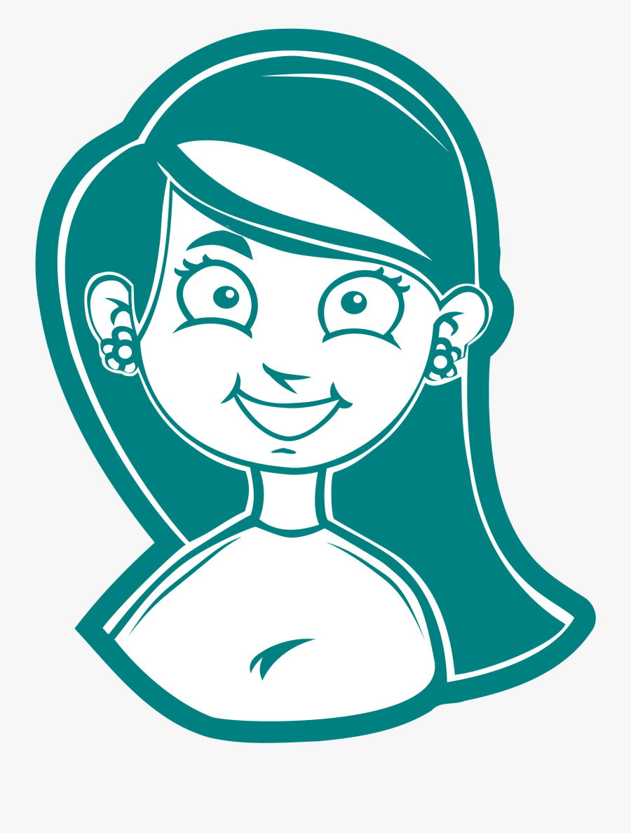 This Free Icons Png Design Of Smiling Girl White For - Smiley Girl Clipart Black And White, Transparent Clipart