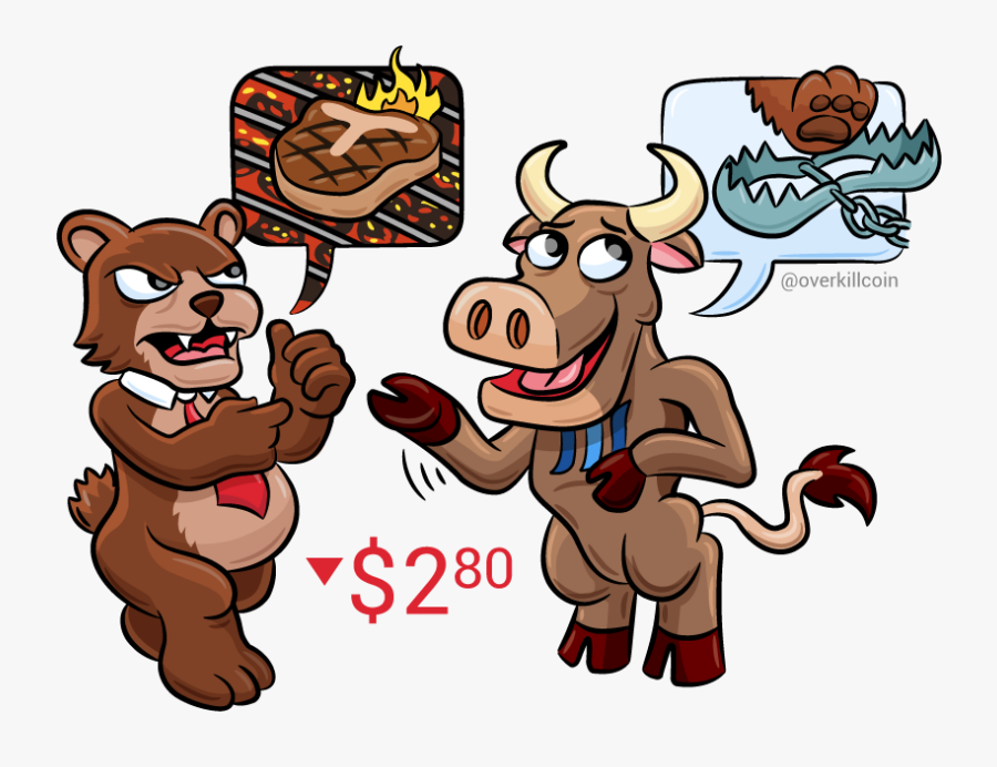 Clip Art Bull Vs Bear Fight - Cartoon, Transparent Clipart