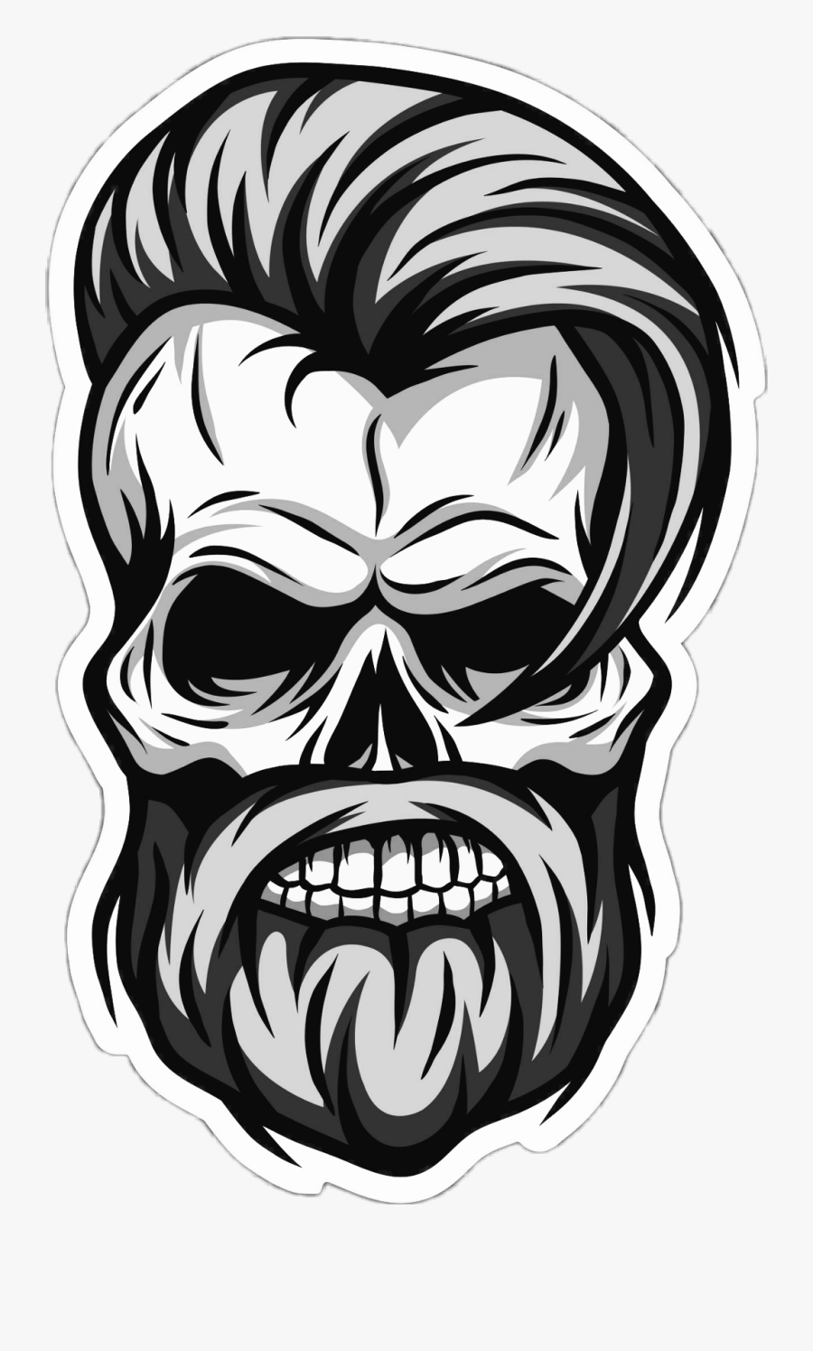 #barbershop - Skull Clipart Black And White Hair , Free Transparent