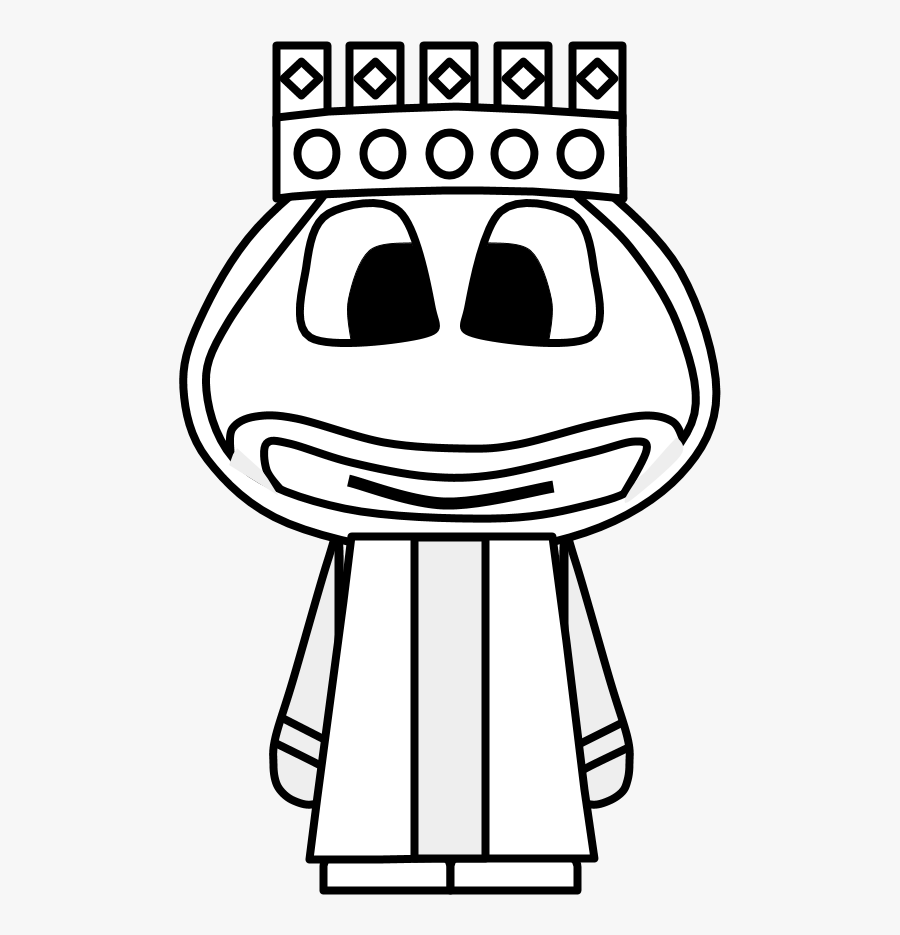King, Crown, Big Eyes, Cartoon Person, Black And White, - Drawing, Transparent Clipart