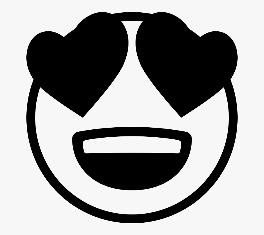 Emojione Bw 1f60d - Love Emoji Black And White, Transparent Clipart