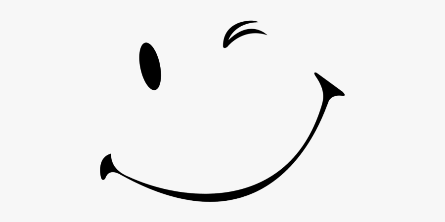Emoticon Smiley Face Wink Mouth Smile - Black And White Smile , Free